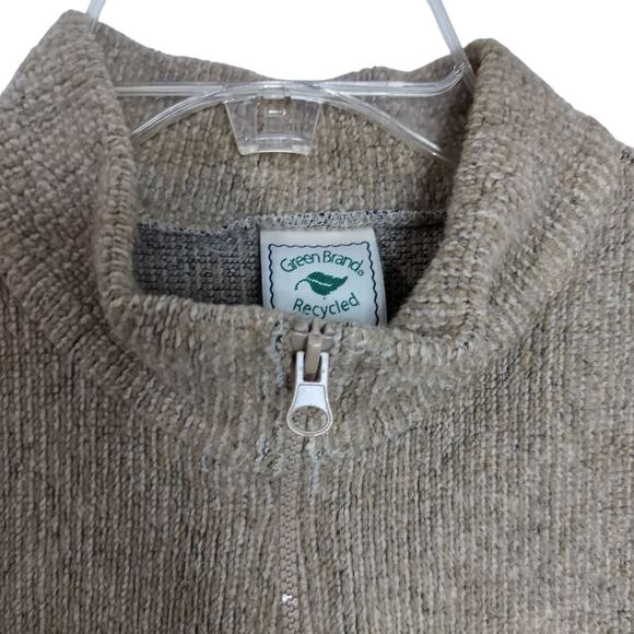 4430) Green Brand Recycled Sensegal Yarn Tan Full Zip High Neck Vest Large - Picture 4 of 9